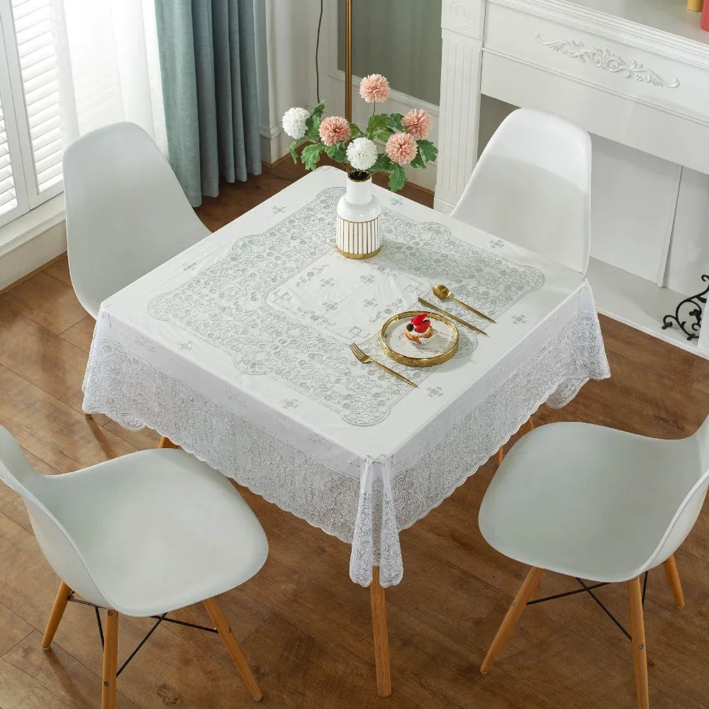 nappe table blanche dorée floral élégante réutilisable coton polyester 134cm 134cm farmhouse modernescriçãoption