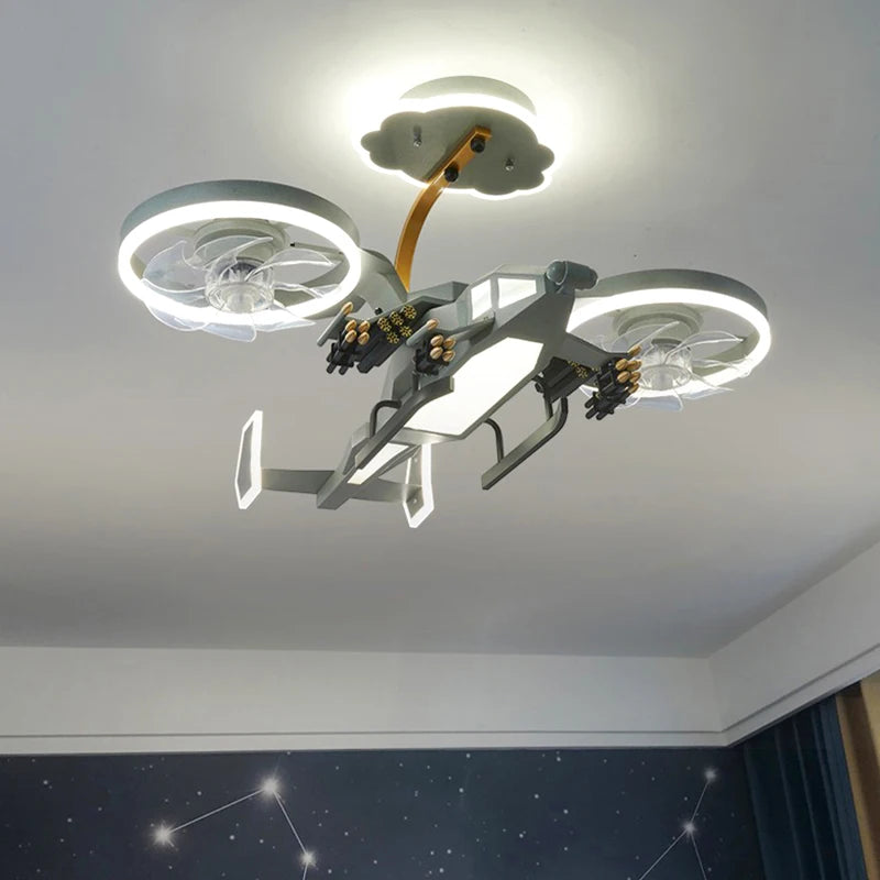 lampe suspendue moderne gris vert led télécommande contemporaine dorée chambre enfants