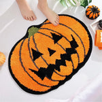 tapis bain halloween rétro citrouille fantômes crâne noir blanc antidérapant salon chambre salle bain