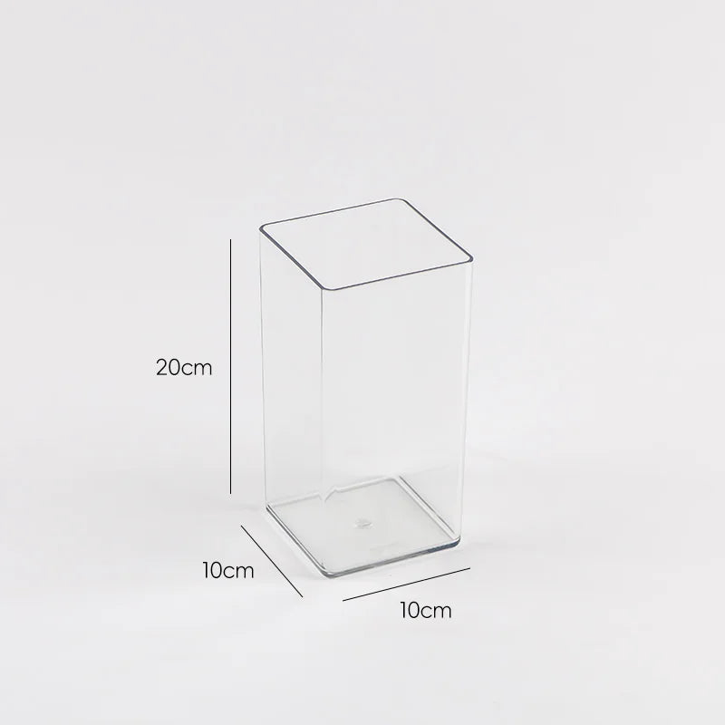 cube transparent moderne vase hydroponie plante verte sans motif minimaliste récipient acrylique