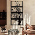 décoration murale moderne tableau noir silhouette arbre branches feuilles opaque salon chambre