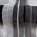 ruban dentelle polyester gris noir maille hexagonale bordure dorée adhésif couture moderne decoration textile