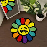 tapis moderne antidérapant motif fleurs visages marron noir rouge bleu chambre bain salon