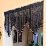 rideau noir broderie florale transparent classique pendantes salle manger entrée