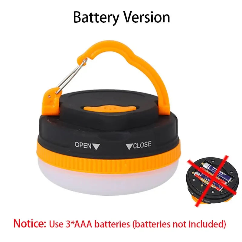 lampe camping led portable modes éclairage urgence aimant rechargeable moderne compact noir orange blanc