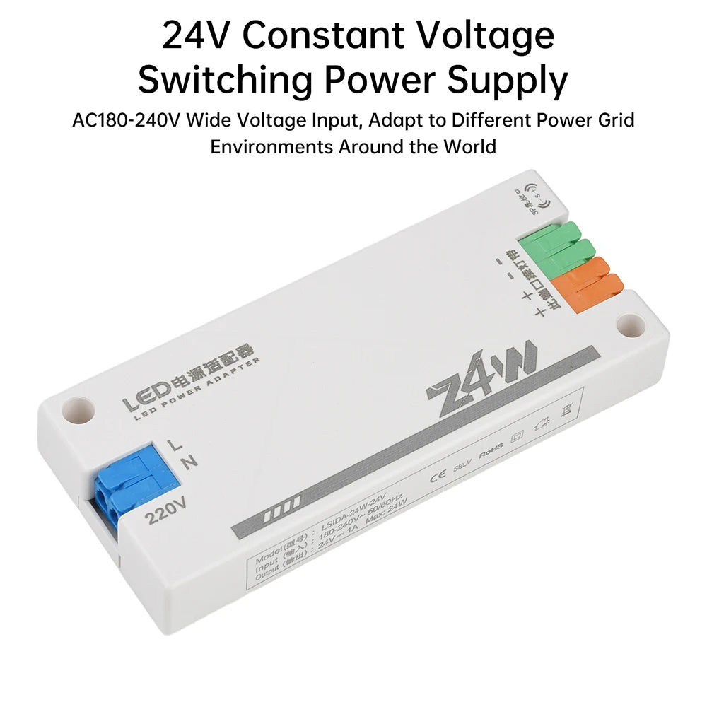 alimentation électrique led 24v blanc transformateur bornes etiquettes 74w 36w 60w 100w