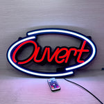 enseigne lumineuse ouverte néon rouge texte ouvert décoration intérieure télécommande adaptable