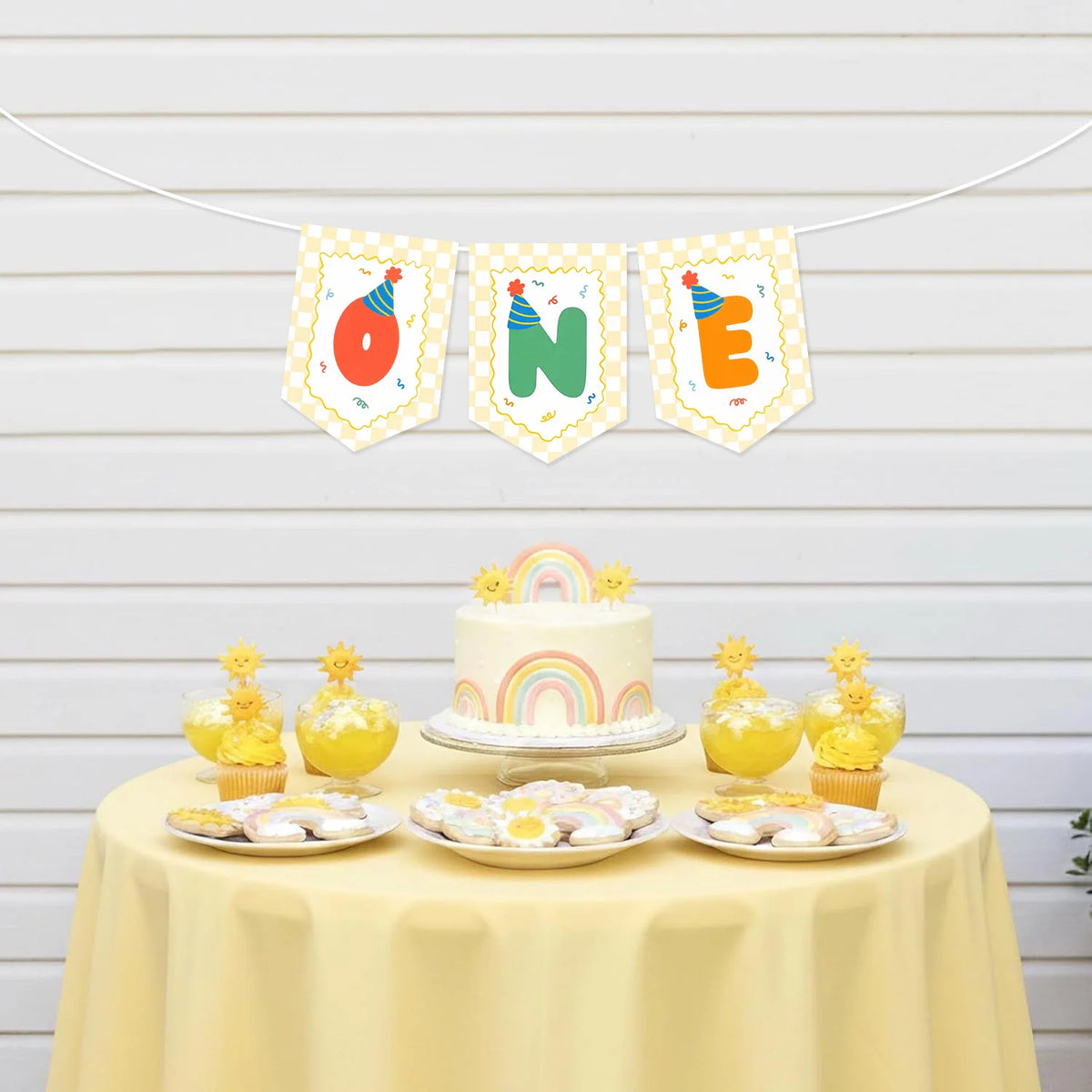 guirlande décoration anniversaire enfant festif vichy lettres one confettis