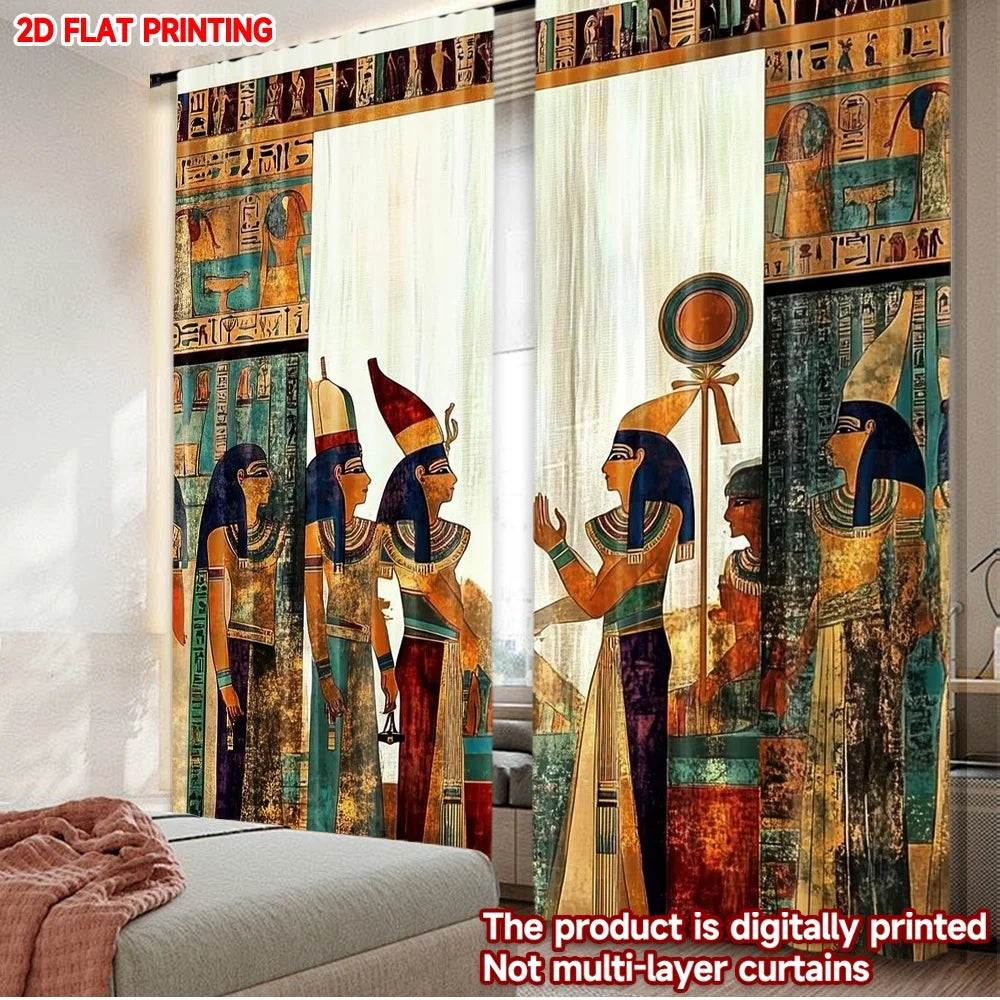 rideaux classiques égyptiens antiques multicolores semi opaques pièces polyester 75x166cm