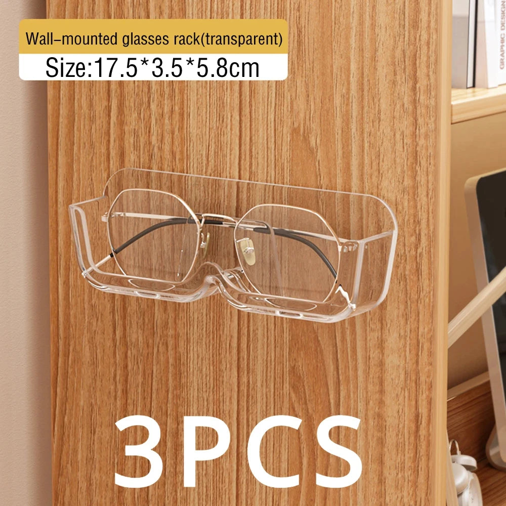 porte lunettes mural blanc gris transparent adhésif moderne minimaliste rangement plastique respectueux environnement