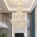 lustre cristal doré transparent classique chaîne ajustable ampoules e14 moderne chambre salon