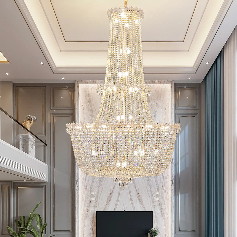 lustre cristal doré transparent classique chaîne ajustable ampoules e14 moderne chambre salon