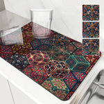 tapis cuisine absorbant rapide marbre vert géométrique moderne élégant polyesters respectueux environnement