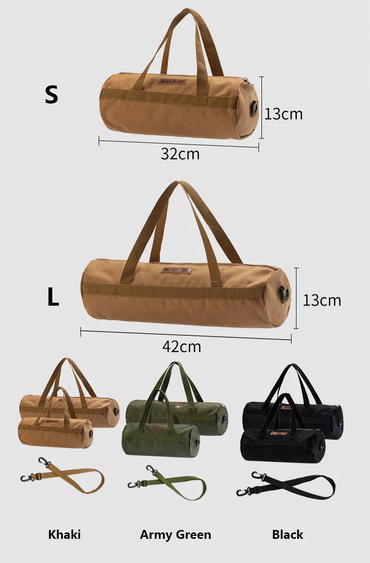sac main khaki vert armée noir toile épaisse pratique robuste poignées amovibles campagne outils