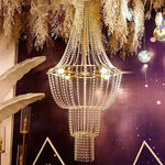 pendentif cristal or décoration maison mariage banquet festif élégant suspension métal doré