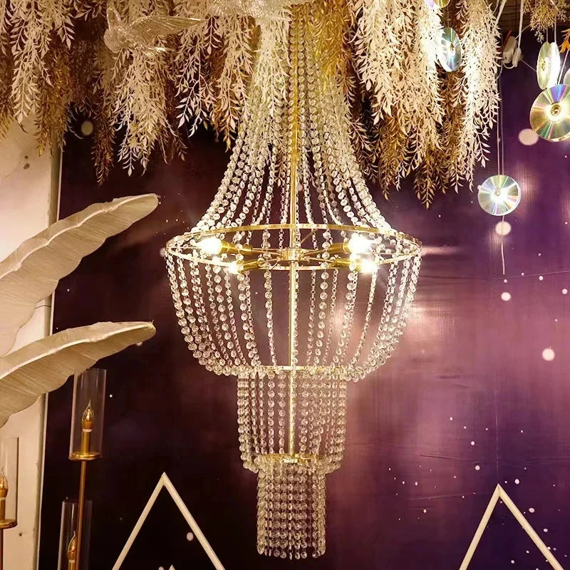 pendentif cristal or décoration maison mariage banquet festif élégant suspension métal doré