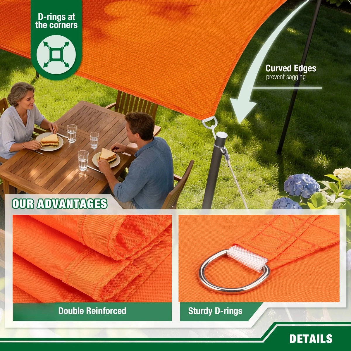 voile soleil orange rayures horizontales moderne anti uv patio jardin