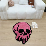 tapis rose crâne noir flocage antidérapant polyester moderne graphique chambre salon