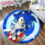 tapis rond sonic dessin animé bleu blanc rouge jaune noir cartoon 100cm 120cm 140cm