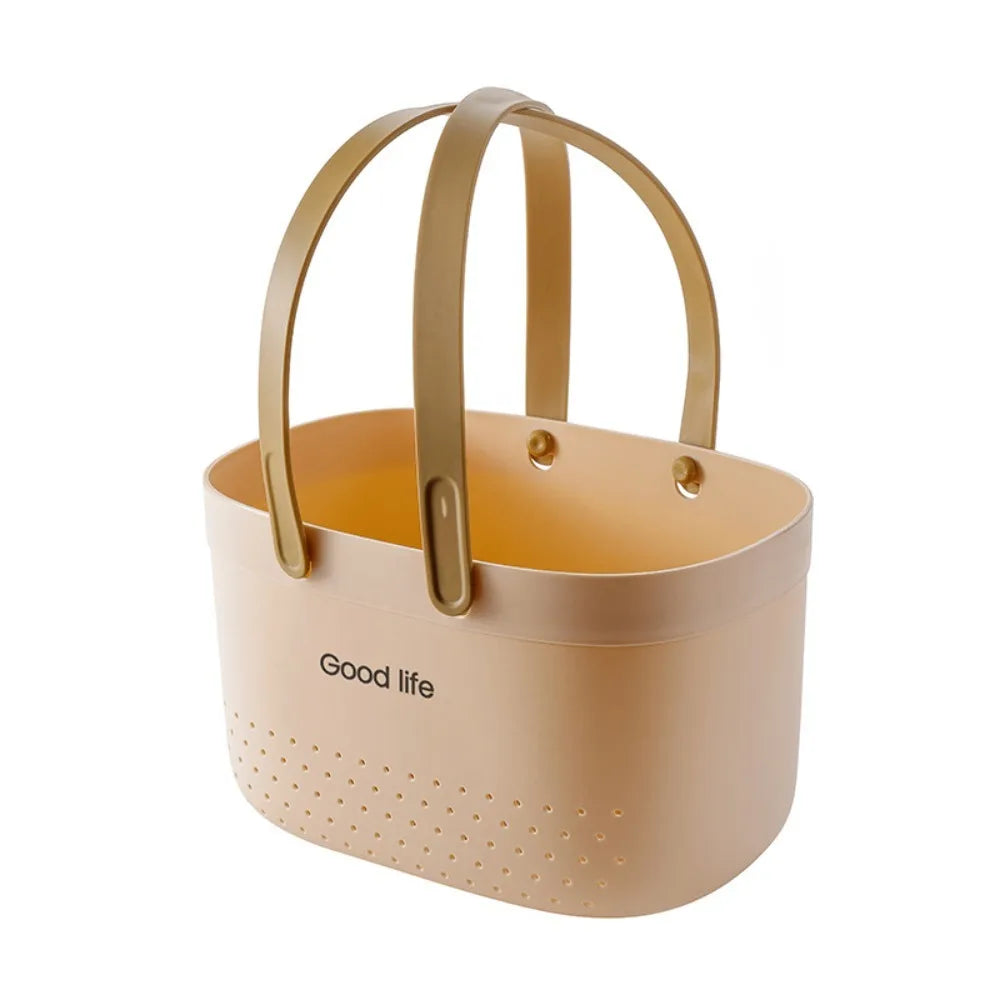 panier rangement perforé moderne rose clair gris beige vert marron clair poignées détachables