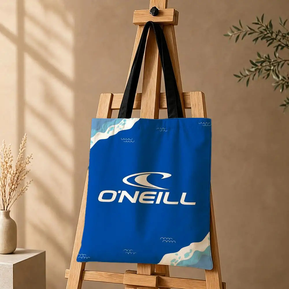 sac toile o'nell bleu blanc vague stylisée réutilisable moderne casual