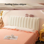 housse tête lit velours beige poche rangement coutures modernes