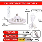 ventilateur lampe led moderne blanc grille télécommande flux lumineux certification ul rohs
