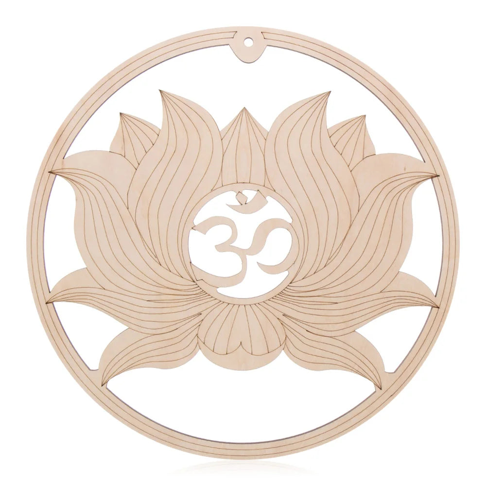 coasters bois clair gravure circulaire fleur vie om lotus minimaliste 14cm 30cm