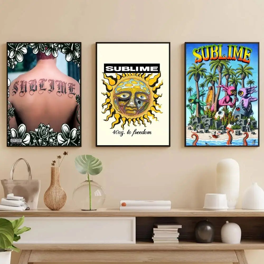 affiche graphique pop art moderne fleurs lettrage couleur variée salon bar maison