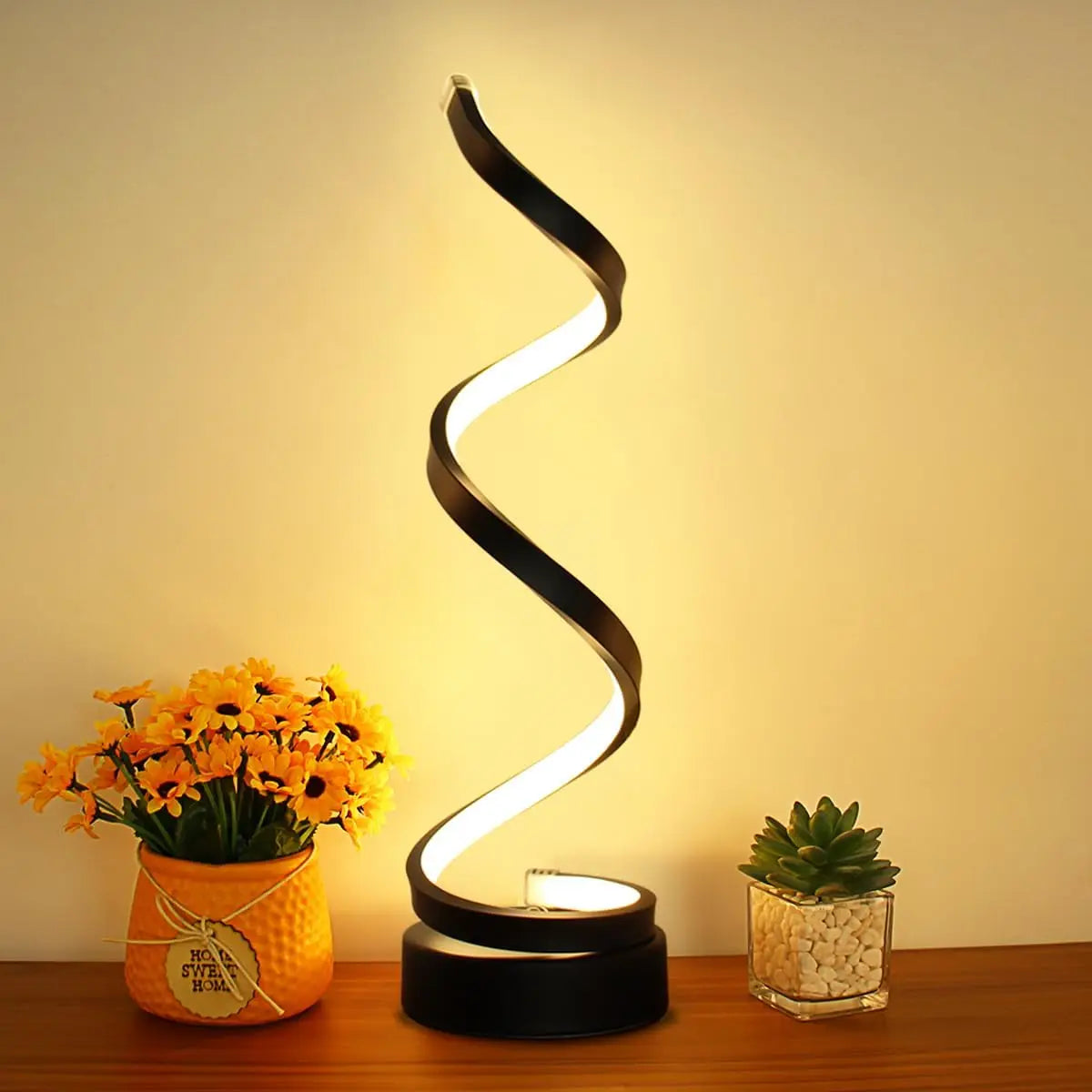 lampe table moderne spirale noire intense variable chambre salon
