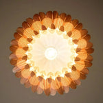 suspension lumineuse bois marron clair feuilles ouvertes moderne organique