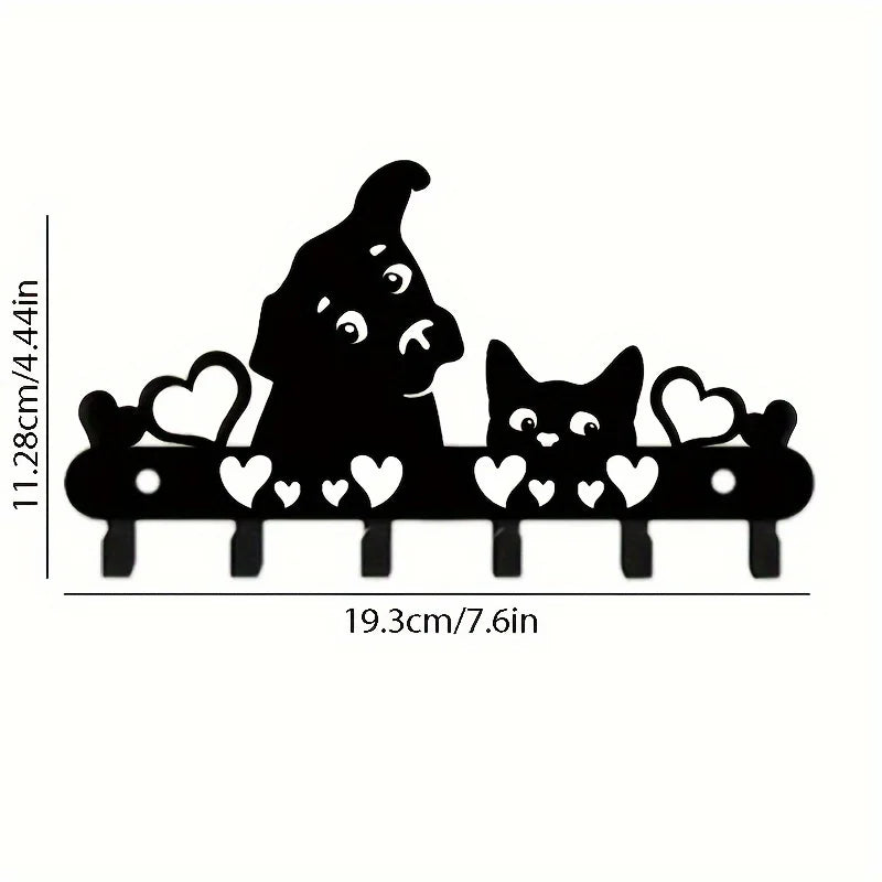 porte clés mural chien chat cœur métal découpé décoration entrée fixations animaux
