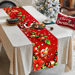 table noël polyester motifs noël père noël renne flocons or rouge blanc hiver traditionnelle