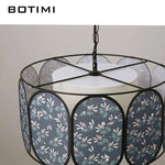 suspension lumineuse moderne pendentif tissu fleurs noir gris beige vert rose