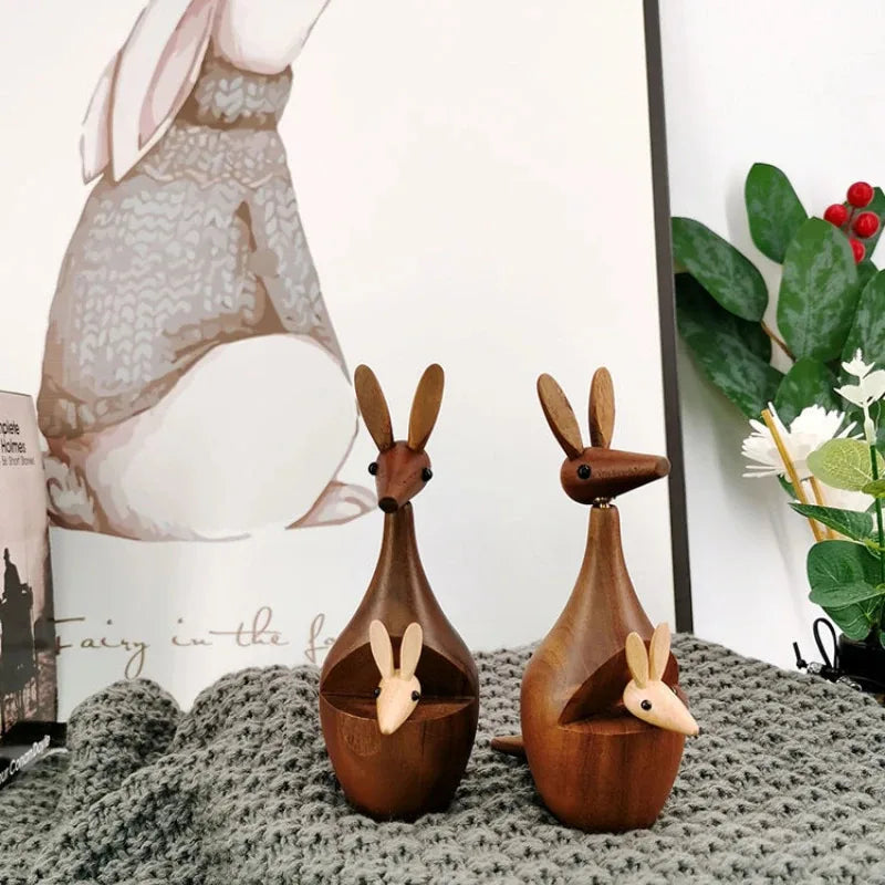 décoration murale statuette kangourou bois naturel moderne minimaliste mur opaque écolo artisanal chambre adulte