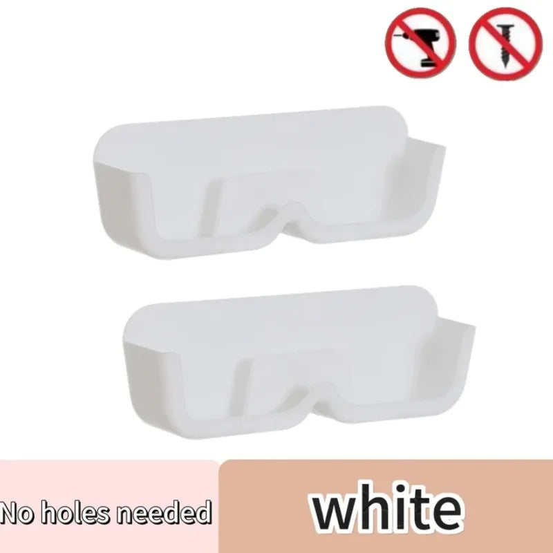 porte lunettes mural adhésif transparent blanc gris moderne rangement anti pression chevet soleil