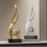 sculpture décorative résine blanche or contemporaine cristal transparent base opaque minimaliste fixée plateau