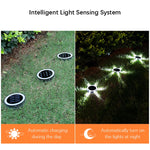 lampe solaire moderne panneaux solaires cercles lumineux noir argenté extérieure contemporaine ip65 led jardin