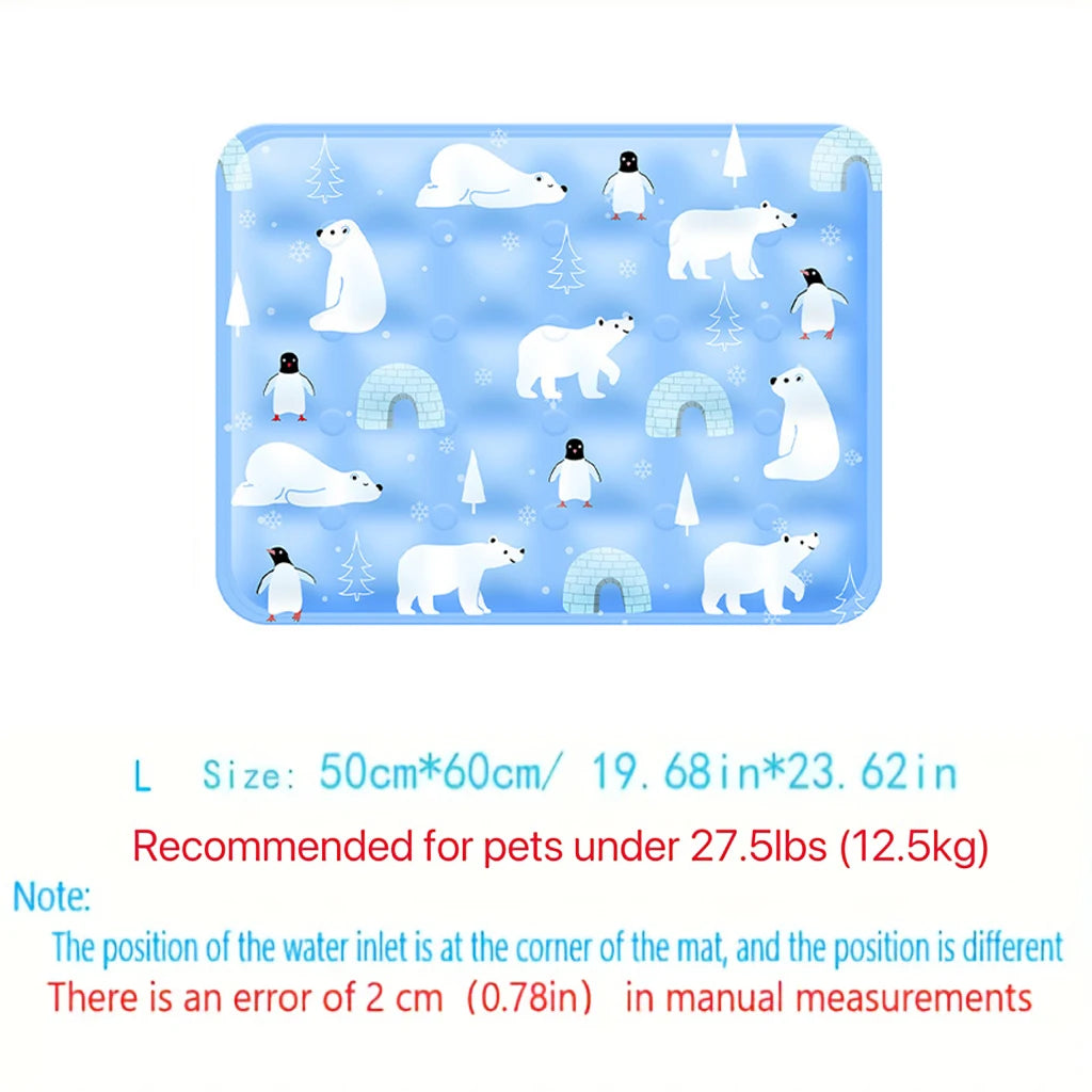 tapis refroidissement animal flocons neige polaire bleu clair moderne double bouchon orifice remplissage sécuritéintérieur