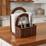 porte serviettes tressé marron rustique support serviettes couverts accessoires table vintage chambre