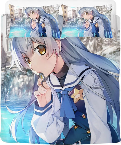 Housse de couette Anime Girl Slayer 100x140 cm sur un lit