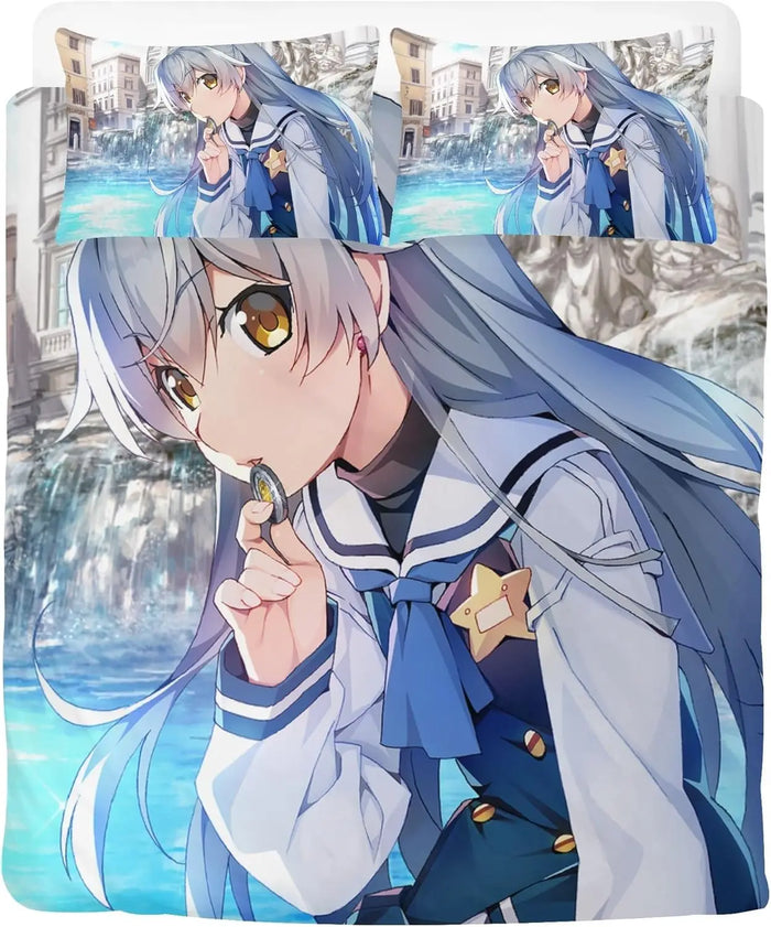 Housse de couette Anime Girl Slayer 100x140 cm sur un lit