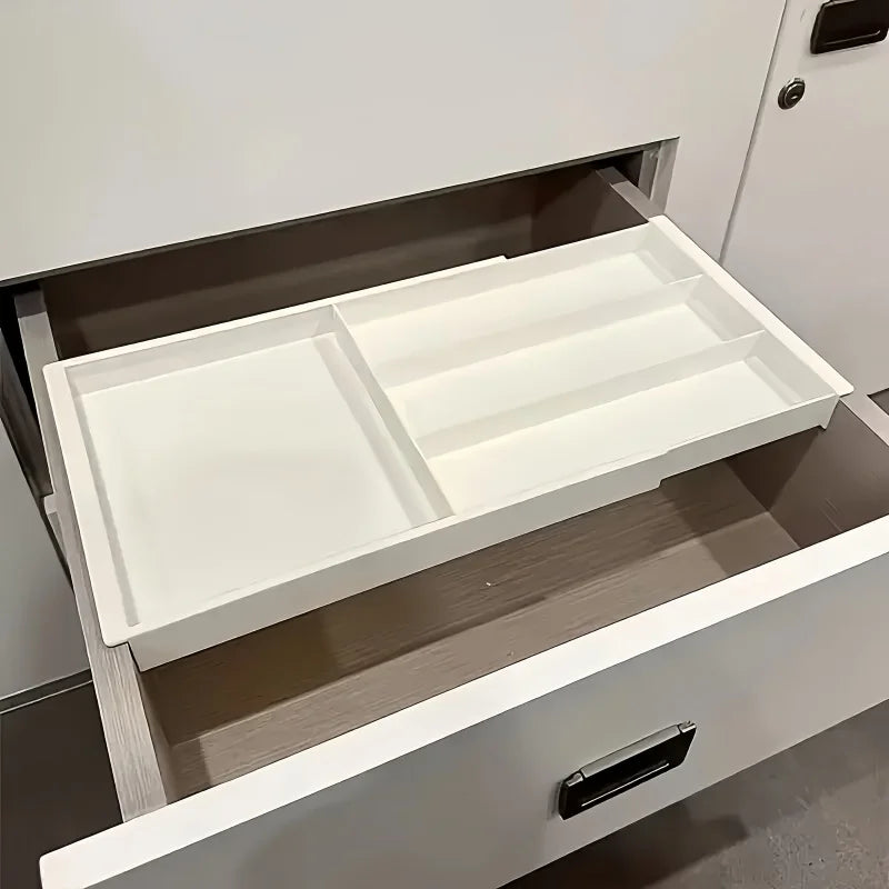 organisateur tiroir compartiments blanc couverts stylos maquillage minimaliste moderne rangement multifonctionnel