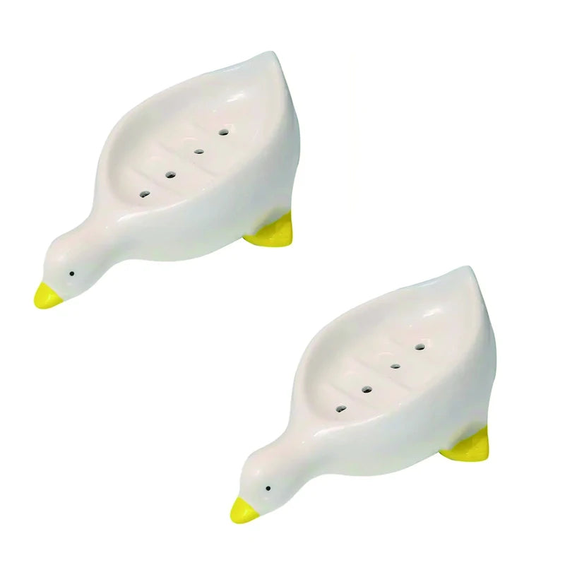 porte savon canard blanc jaune moderne salle bain douche évier