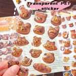 stickers 3d relief transparents pain ours bébé chat marron beige doré scrapbooking téléphone