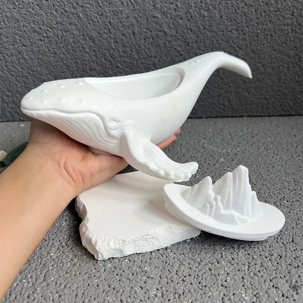 moule silicone sculpture baleine blanc détails réalistes coquille support opaques artisanal jardinière décoration