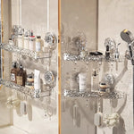 étagère salle bain adhésive transparente motif floral moderne crochets supports adhésifs