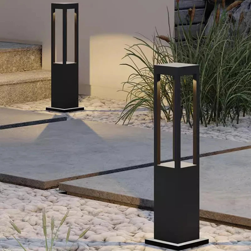 lampe sol led imperméable moderne noire ip65 aluminium extérieure jardin veranda