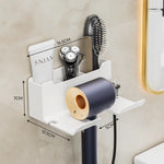 support mural multifonction adhésif noir moderne salle bain accessoires coiffure Brosse étui rasoir crème
