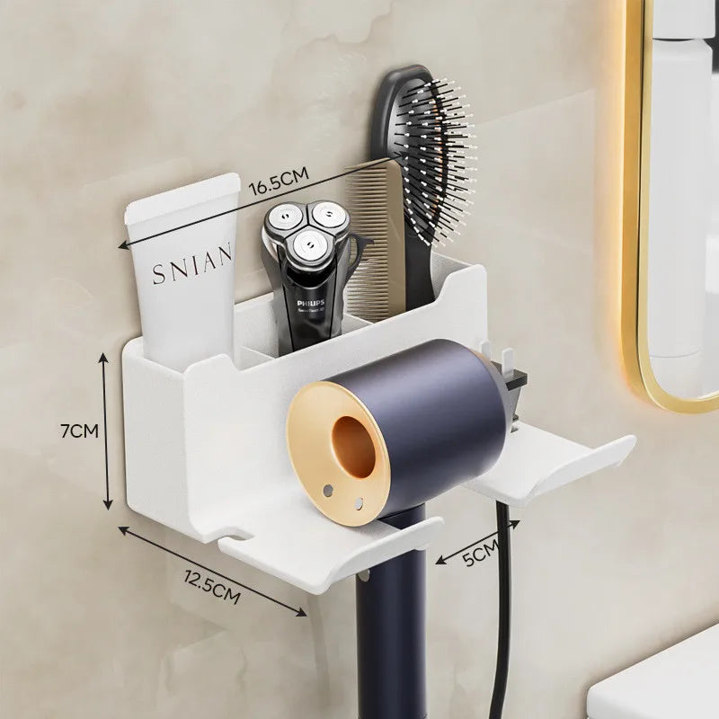 support mural multifonction adhésif noir moderne salle bain accessoires coiffure Brosse étui rasoir crème